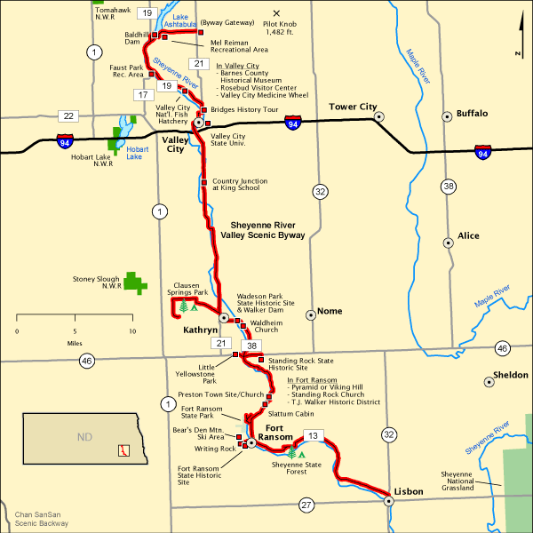 Map of the Scenic Byway City of Lisbon, ND