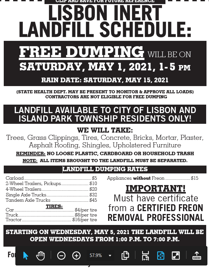 LISBON INERT LANDFILL OPENING