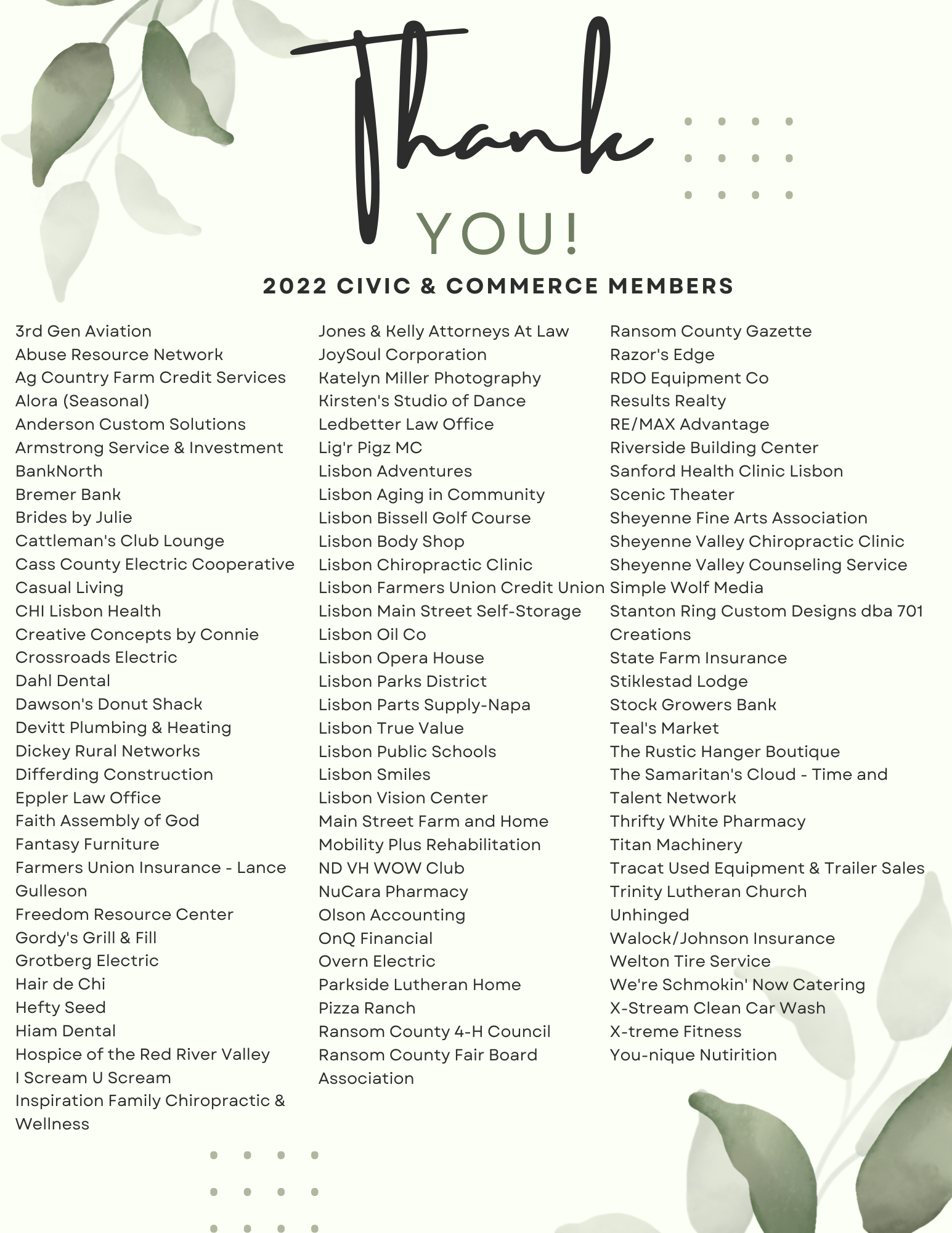 Civic and Commerce City of Lisbon, ND